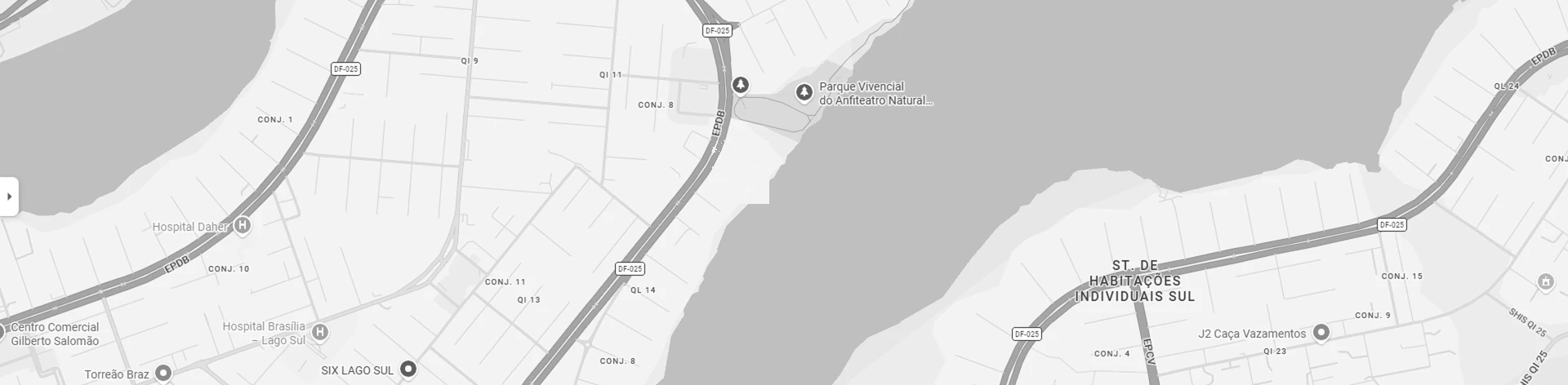 Mapa da localização do escritório CDLP no Lago Sul, Brasília